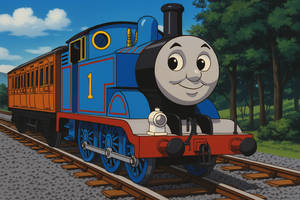 Thomas the tank engine but in 90 Anime style