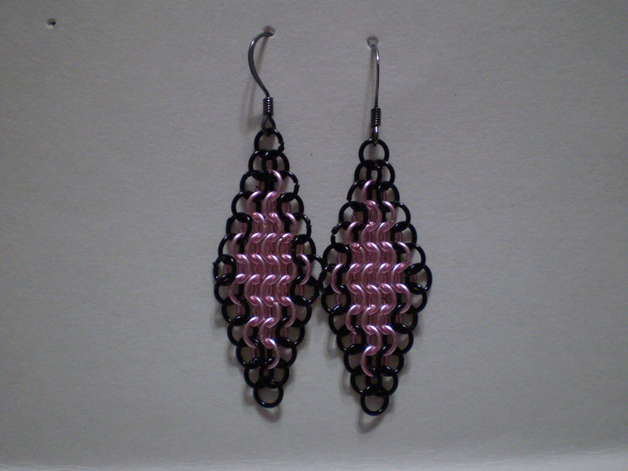 Chainmail Earrings Pink_Black