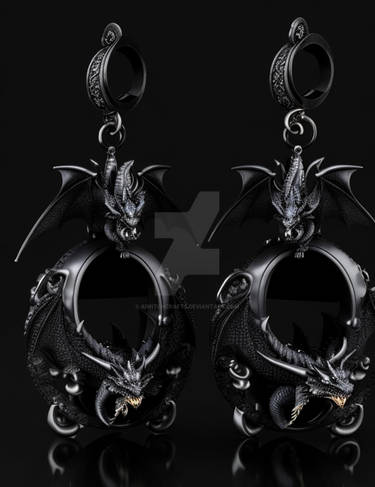 Gothic  BlackDragons Earrings- Downloable Stock