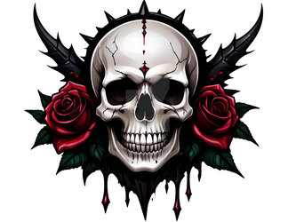 Skull and Roses Logo Clkipart Stock  PNG