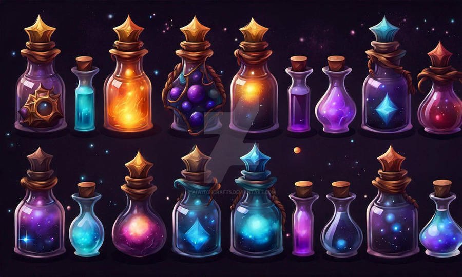 Set of magical Potion Bottles - Downloable Stock by AiWitchCrafts on ...