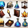 Magical Items Icons Set Stock