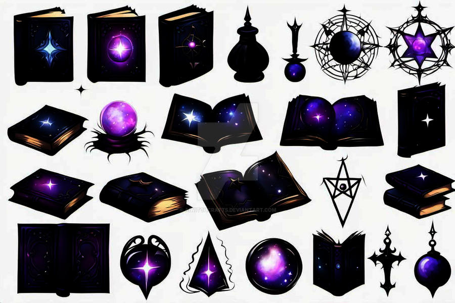 Dark Fantasy Books and Magical Items Set 005 by AiWitchCrafts on DeviantArt