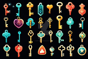 Magic Keys Icons Set Downloable Stock