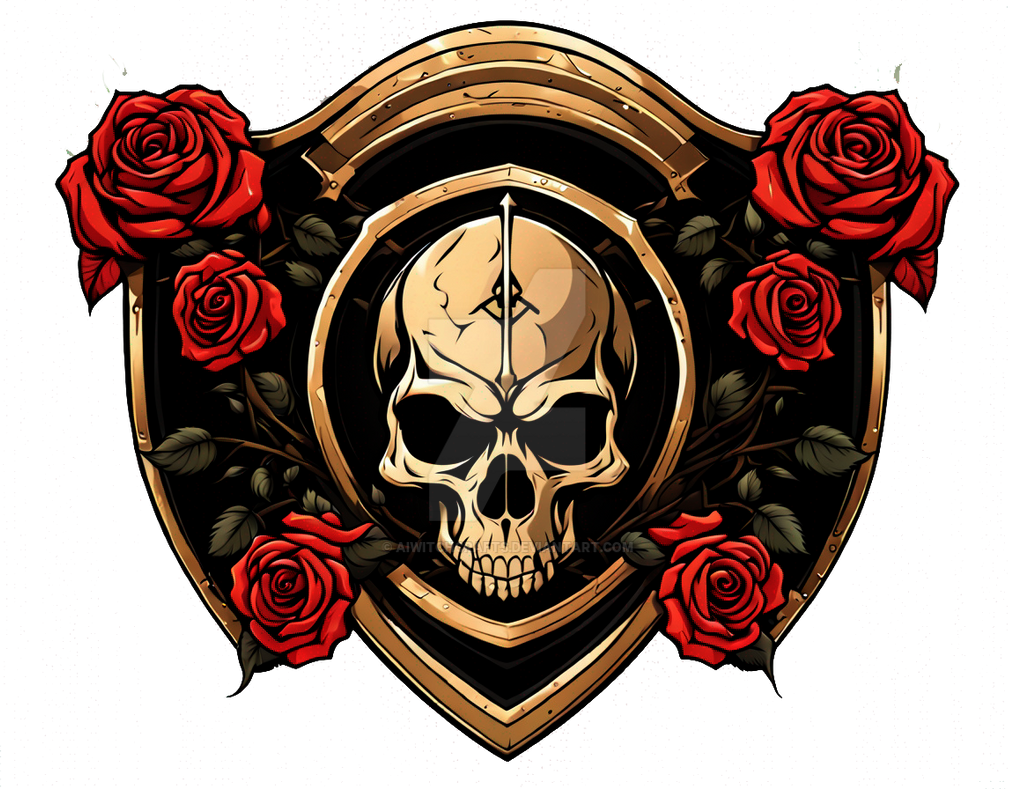 Sca Shields Roses Skull Roses Shield Clipart - NO BACKGROUND 003 by AiWitchCrafts on ...