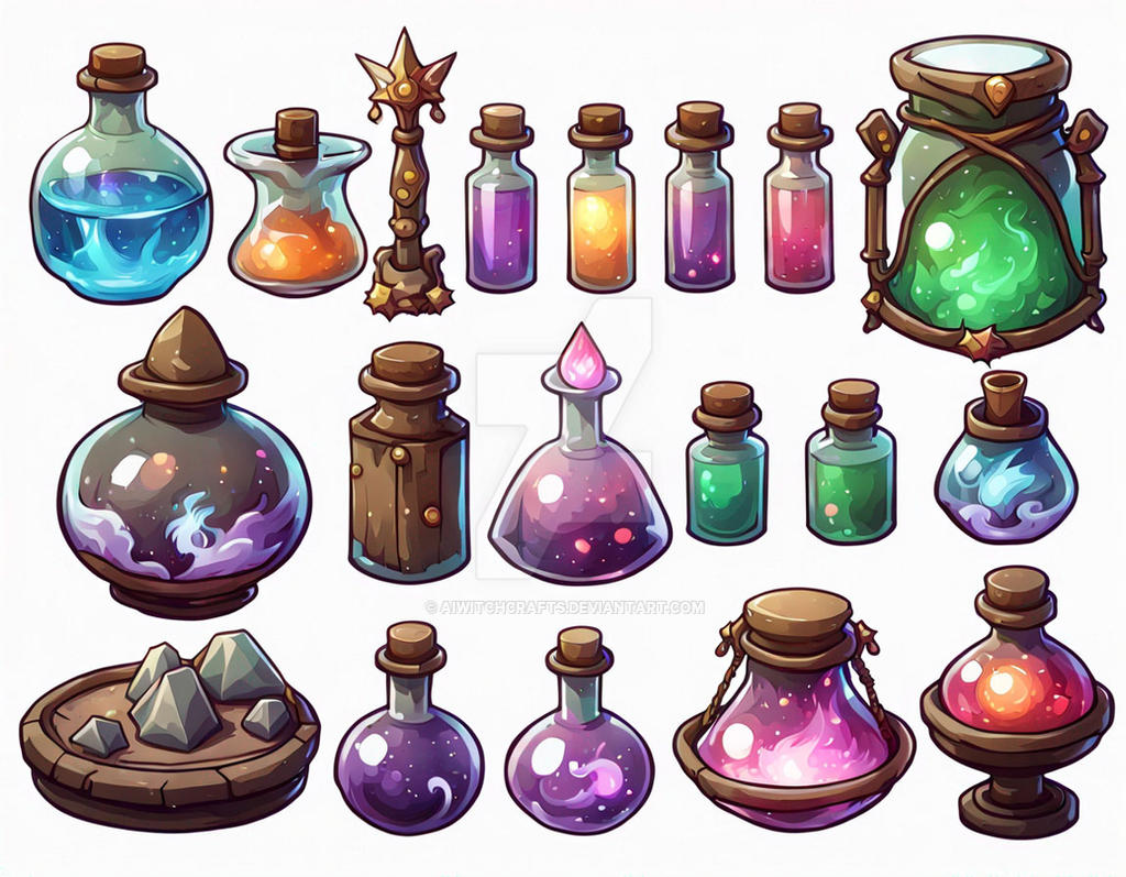 Fantasy Ink Container Magical Fantasy Bottles 003 by AiWitchCrafts on DeviantArt