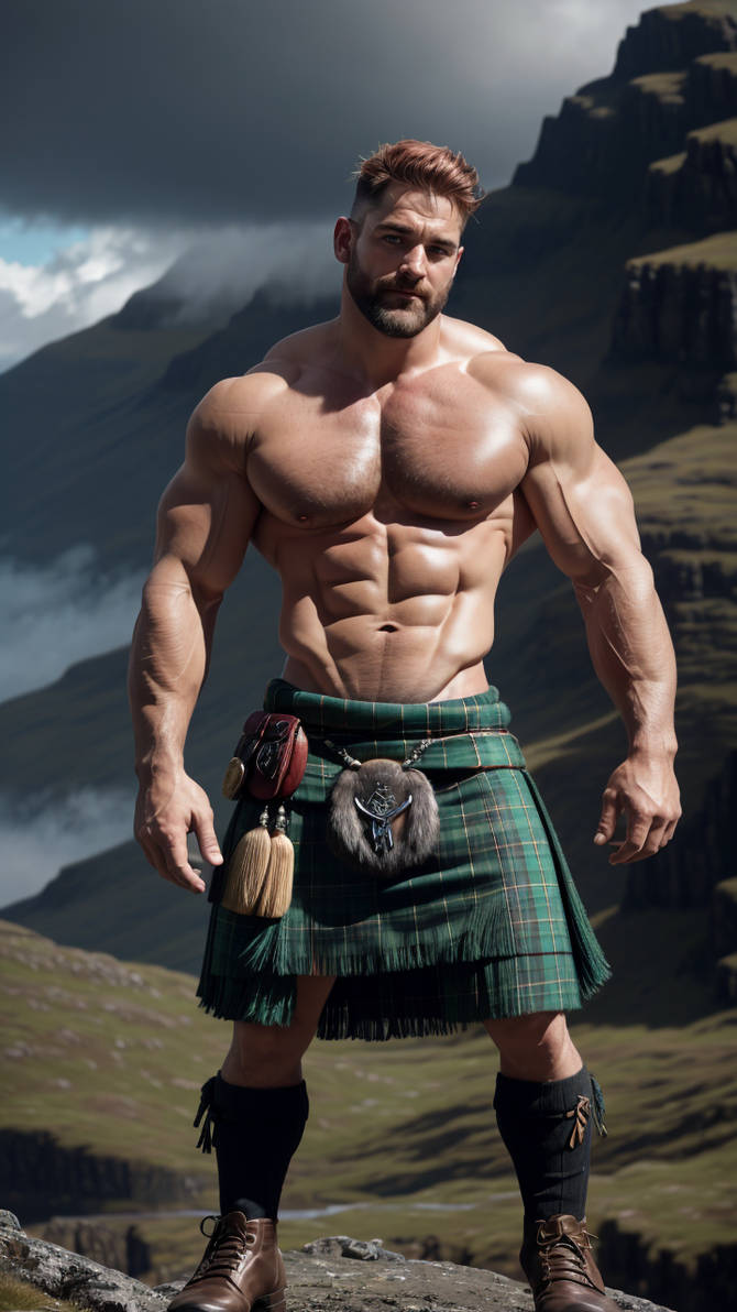 Premium AI Image  Celtic warrior in traditional kilt for men celtic symbols
