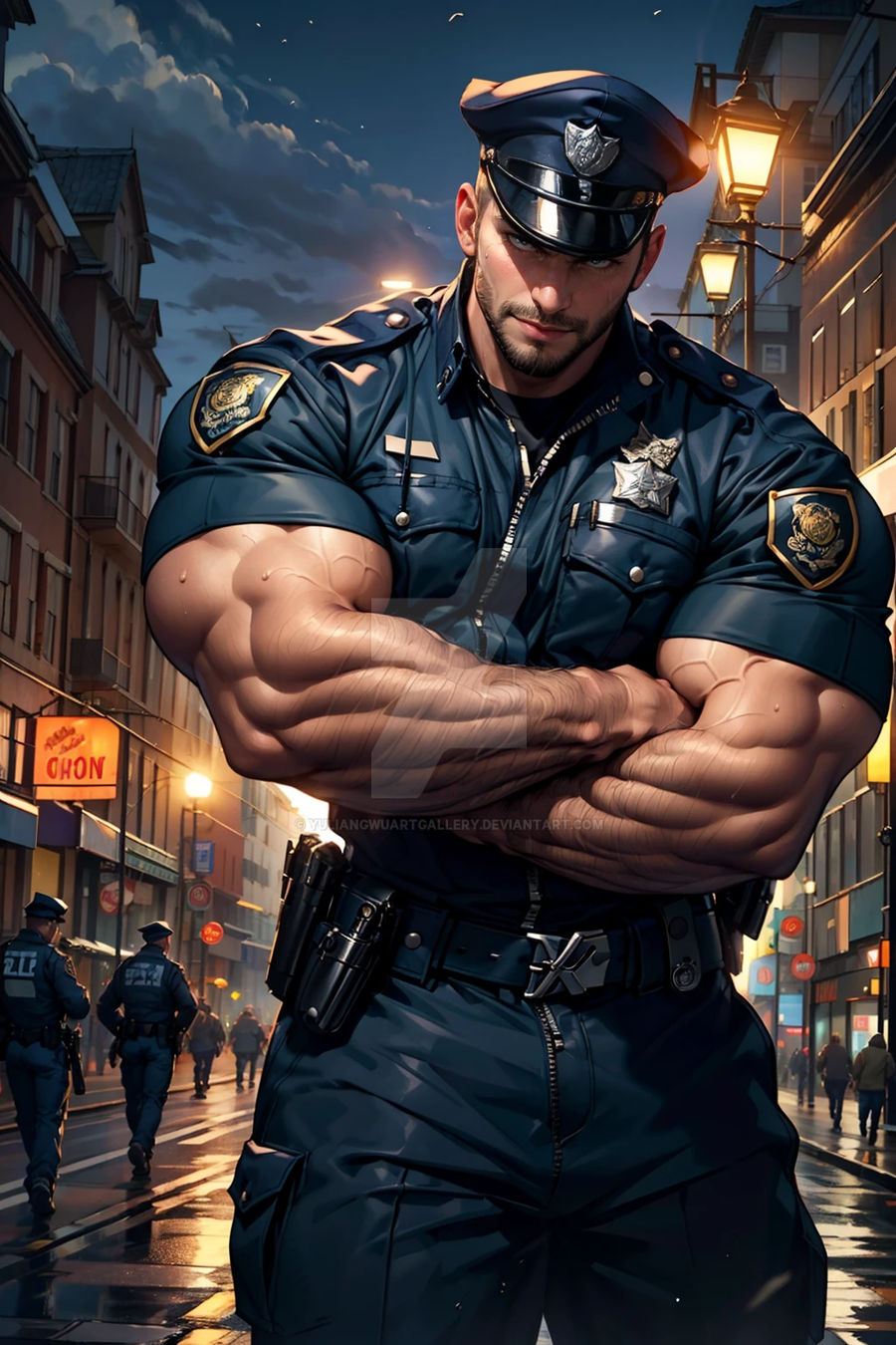 Muscle Police Patrol - AI Art by Yuliang Wu by YuliangWuArtGallery on ...