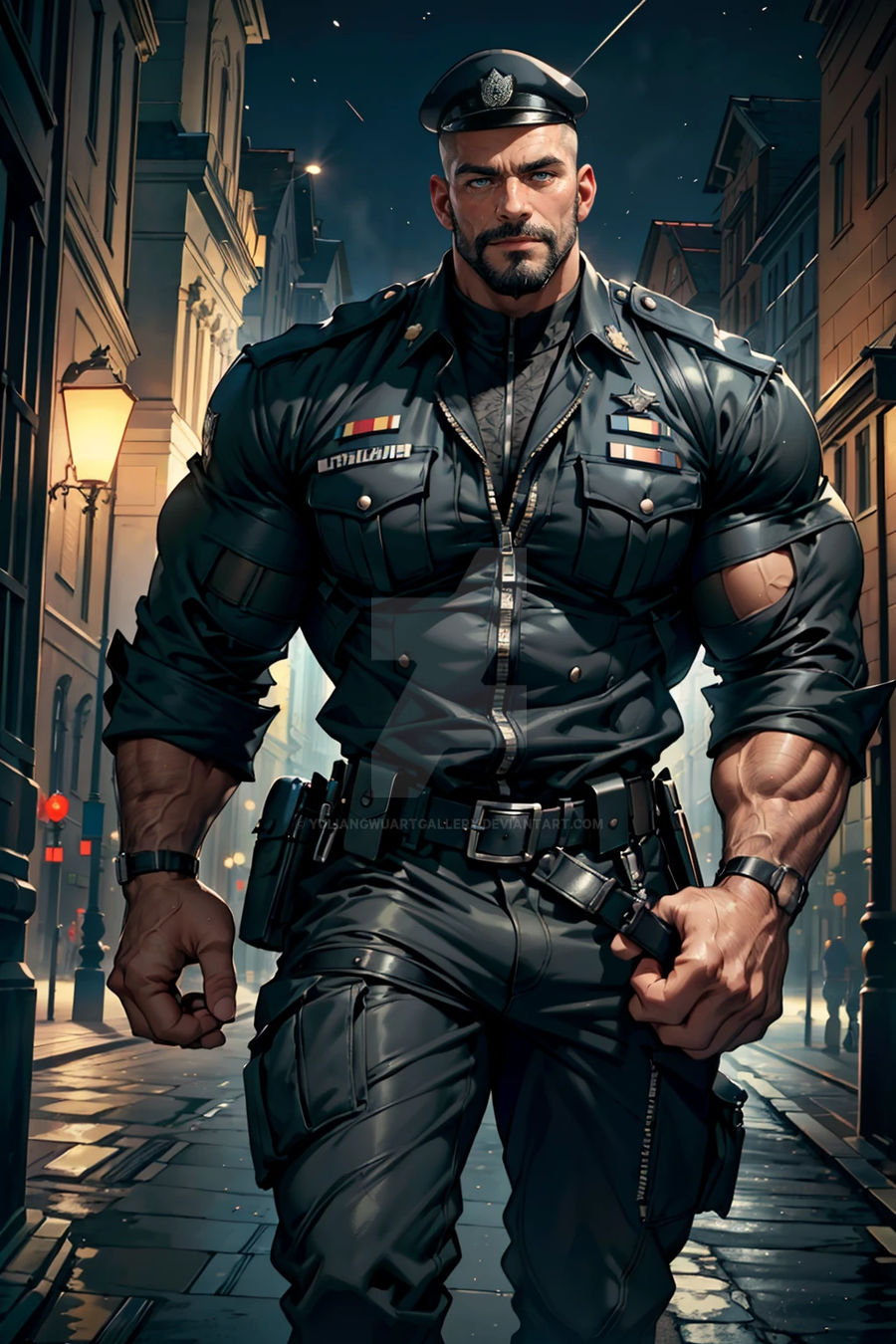 Muscle Police Patrol - AI Art by Yuliang Wu by YuliangWuArtGallery on ...
