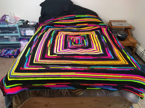 Completed Ravers Rainbows Riot Full Size Blanket