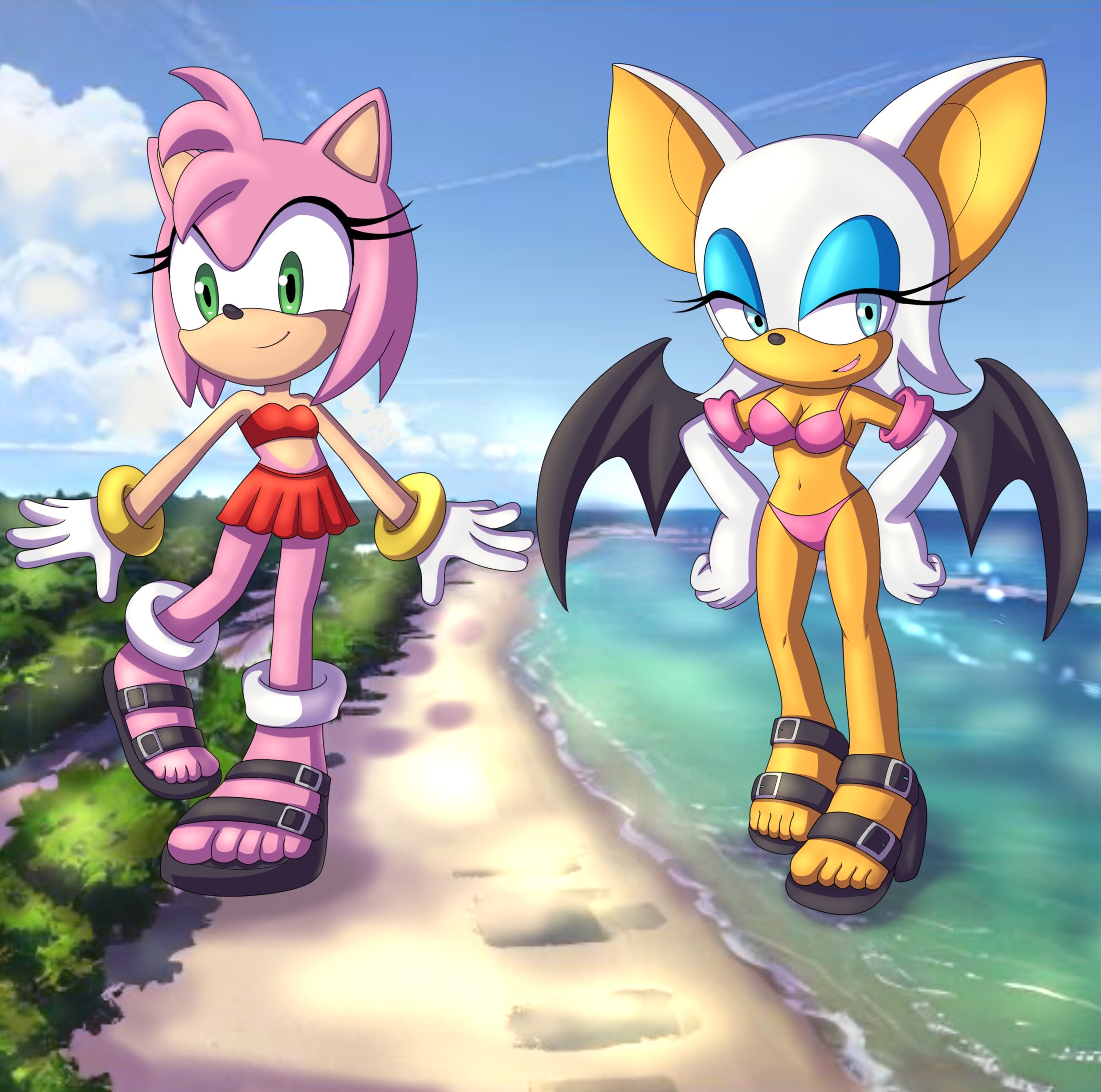Amy R Urge Amy and Rouge at the Beach (GTS) by picjusbro on DeviantArt