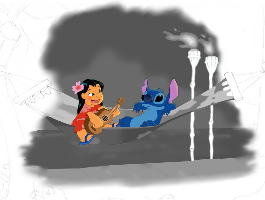 Lilo and Stitch - Color , black and white by Eingel91 on DeviantArt