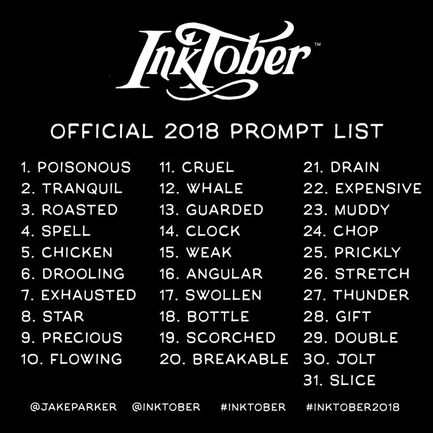 2018+Inktober+prompt+list by Xenonia