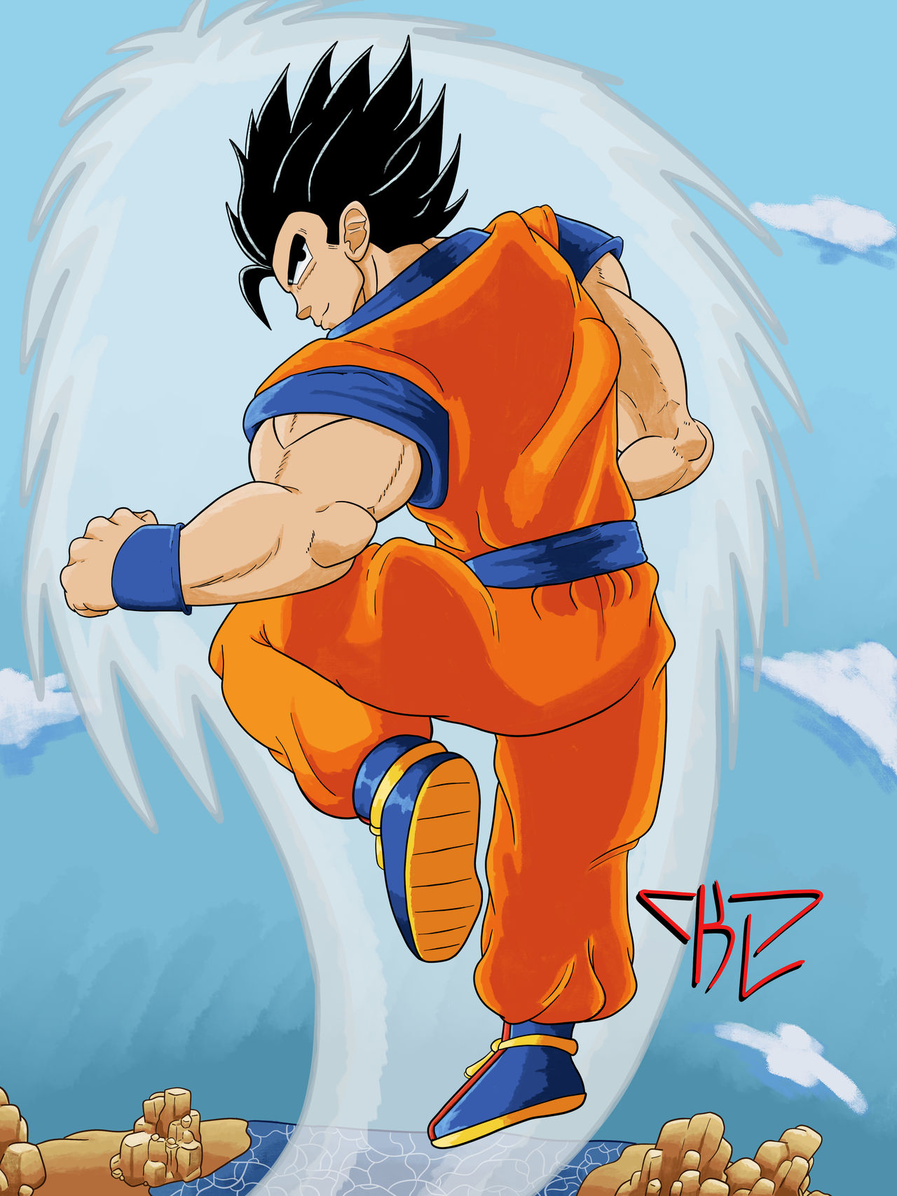 Gohan Flying Color 1 by KnightLineArt on DeviantArt