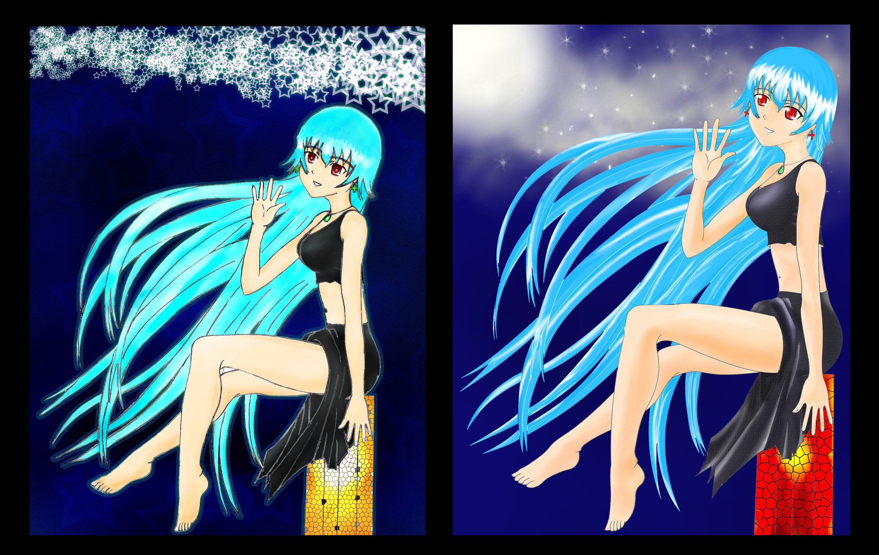 Eve n_n antes y despues (My first digital draw)