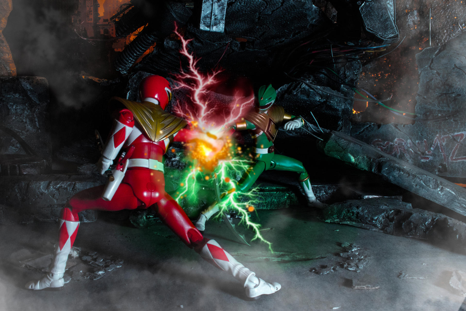 Red Ranger vs Green Ranger by mkblaze on DeviantArt