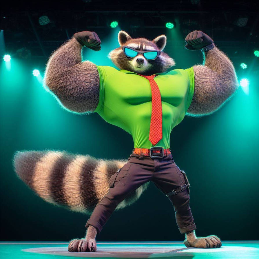 actor raccoon showing his film on stage :D by MuscleEnot on DeviantArt