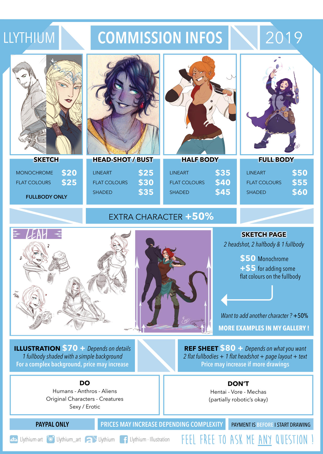 2019 - Commissions price list - Llythium by Llythium-art