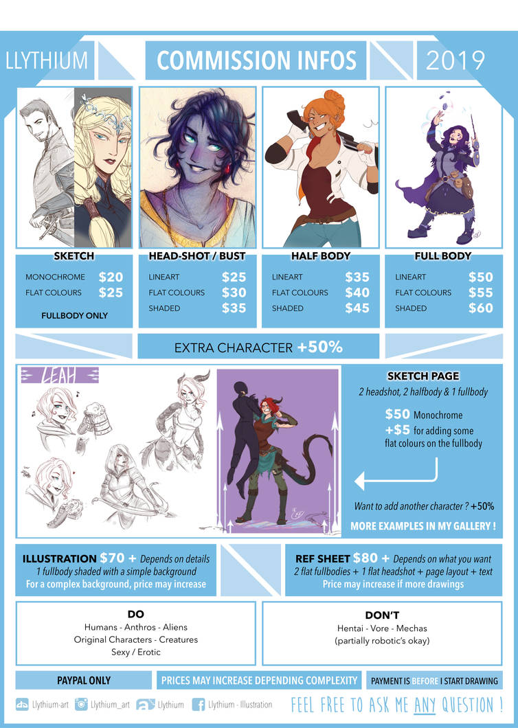 2019 - Commissions price list - Llythium by Llythium-art