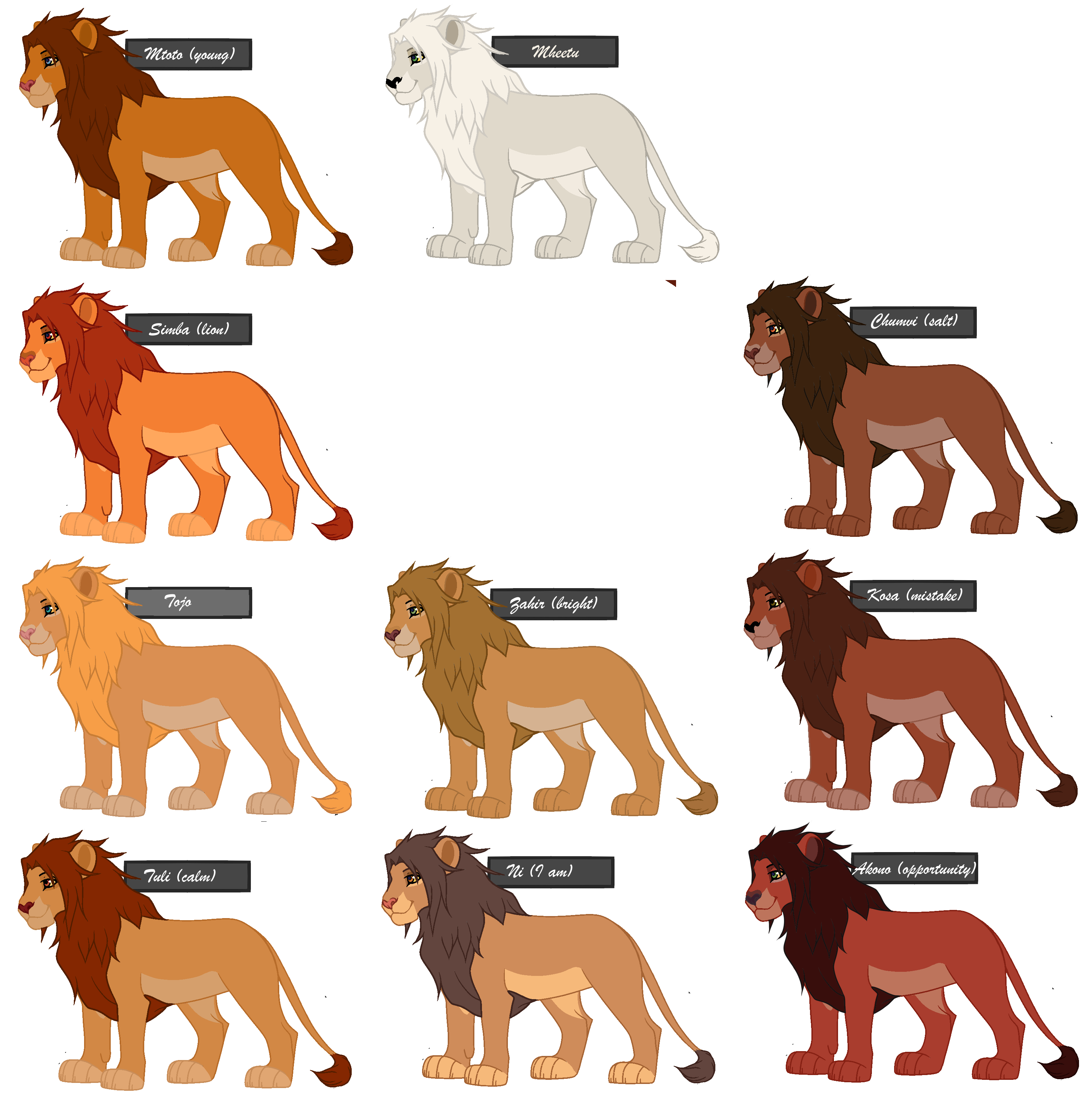 Lion Color Comparison by JeanZedlav on DeviantArt