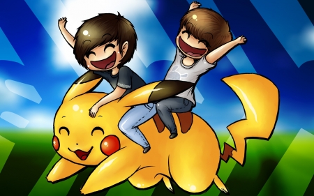 smosh riding on a pikachu :D