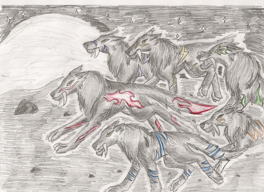 Wolf pack running by zedarkwolf123 on DeviantArt