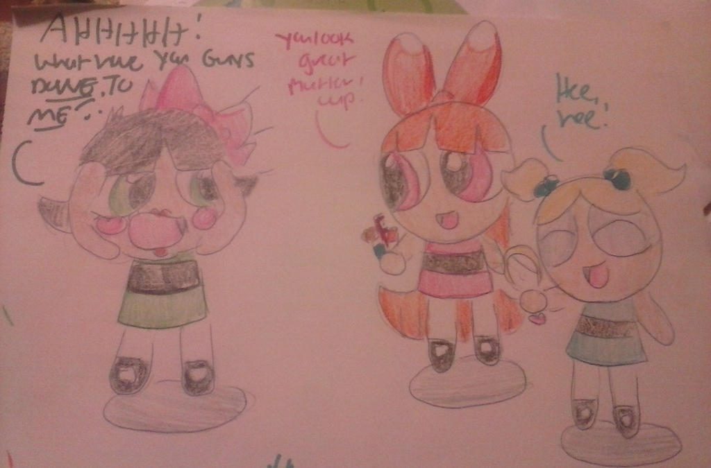 Blossom and Bubbles give Buttercup a makeover 