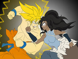 Goku vs Korra by tyrranux COLOR