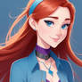 AI Red haired girl in blue 1