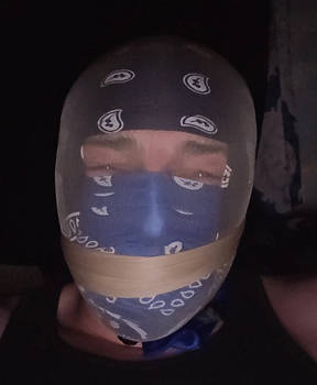 Bandanna gagged with nylon hood