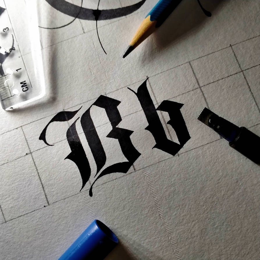Script B Shape Letter B Customized Textualis Quadrata Script by Priyanshkalkal on ...
