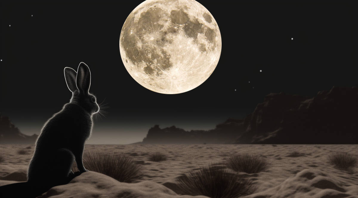 Moon Gazing Moon Rabbit in the Desert by LowThunders on DeviantArt
