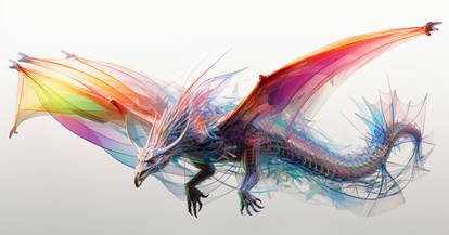 Very Simple Colorful Dragon on white V-002