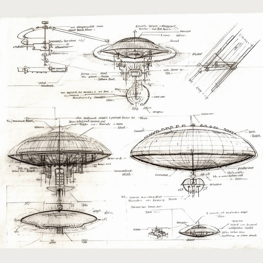 Mysteriious Flying Machine Design Drawing by LowThunders on DeviantArt