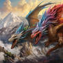 Colorful Dragons Fly Over Mountains 004