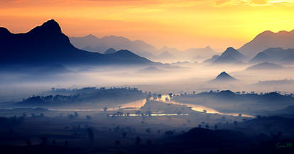 Misty African Mountain Landscape 007