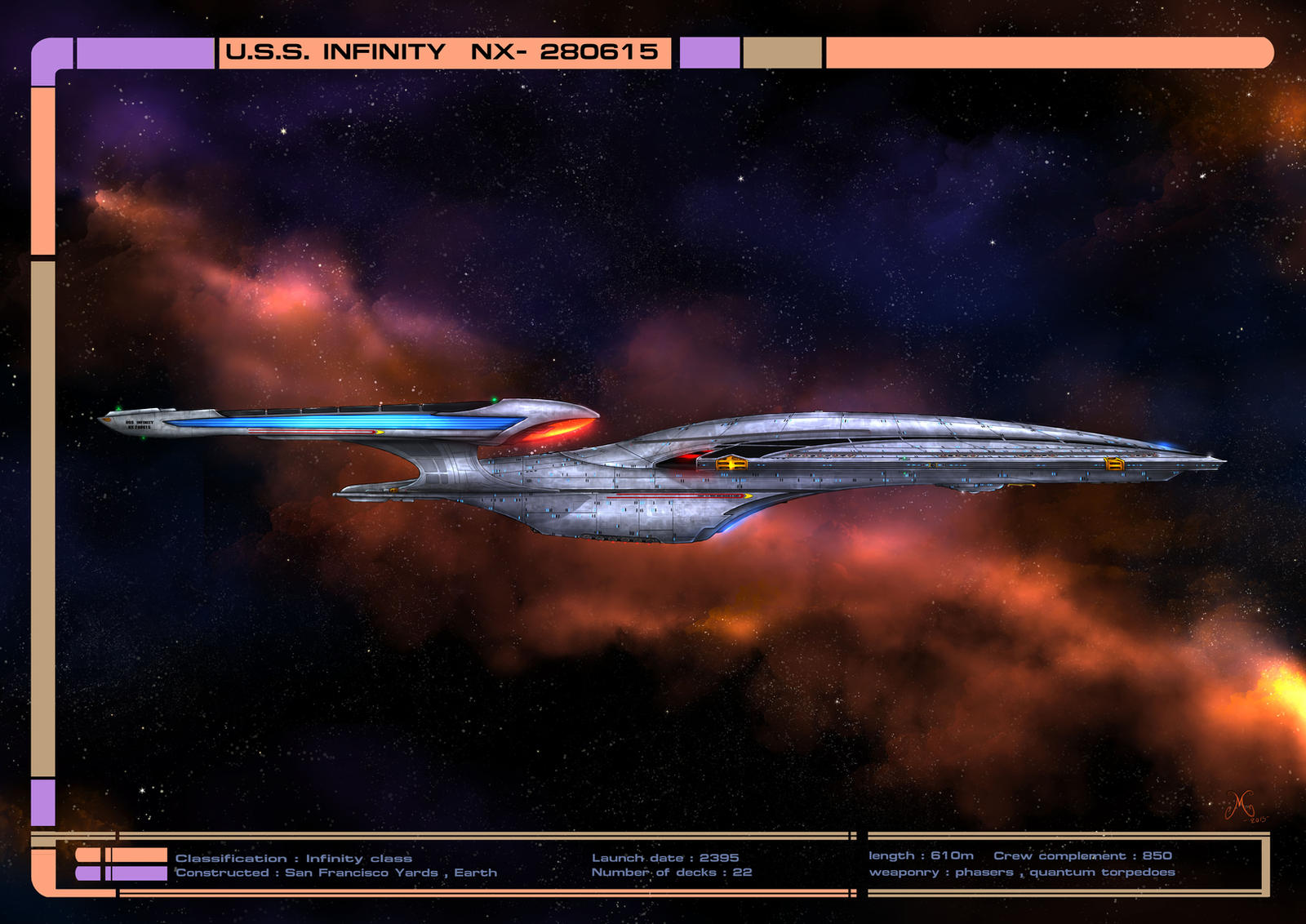 Infinity Unit Profiles U.S.S. Infinity (profile view) by Maximillian-V on DeviantArt