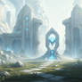 Mystical Ruins with Glowing Crystal