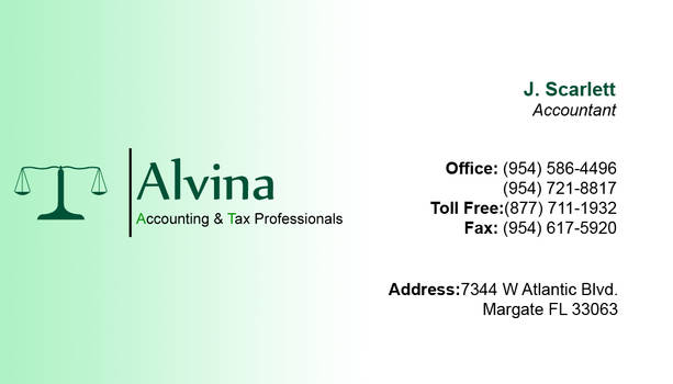 Alvina Acc. business card