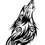 Tribal Swirls Wolf and Moon Tattoo