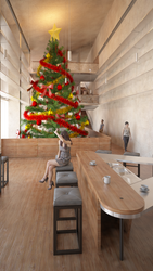 Interior with small christmass tree