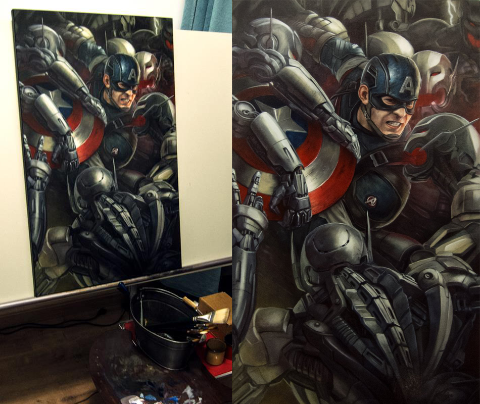 Captain America Oil Painting