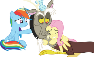 Fluttershy hugging Discord Vector