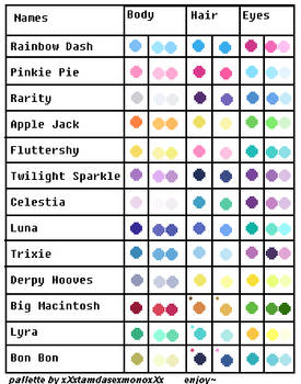 MLP FIM PALETTES FOR PONIES