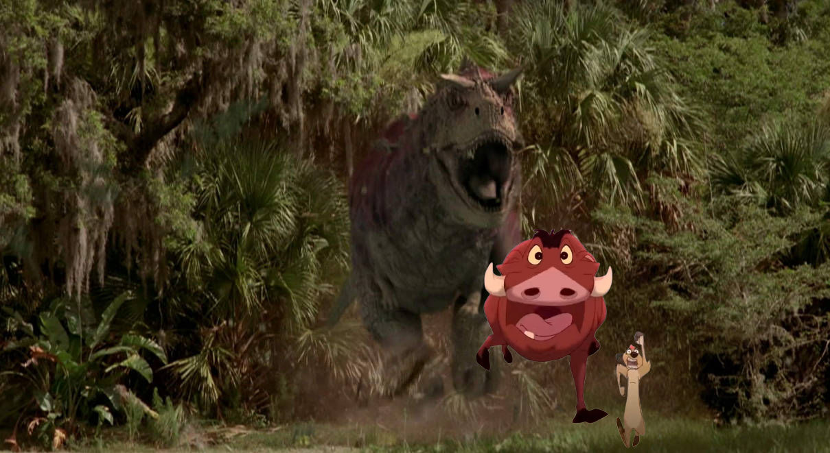 Timon And Pumbaa Running From Carnotaurus by Benny199Sanchez on DeviantArt