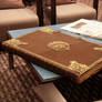 Old leather book on table 2