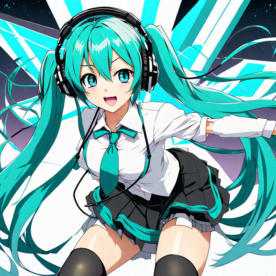 Hatsune Miku singer, long light teal pigtails, ani by Letty12345 on ...