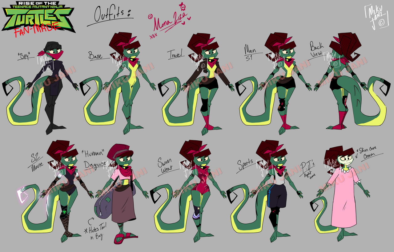 ROTTMNT Mona Lisa Character Sheet outfits (2/4) by MikuJaniArt on