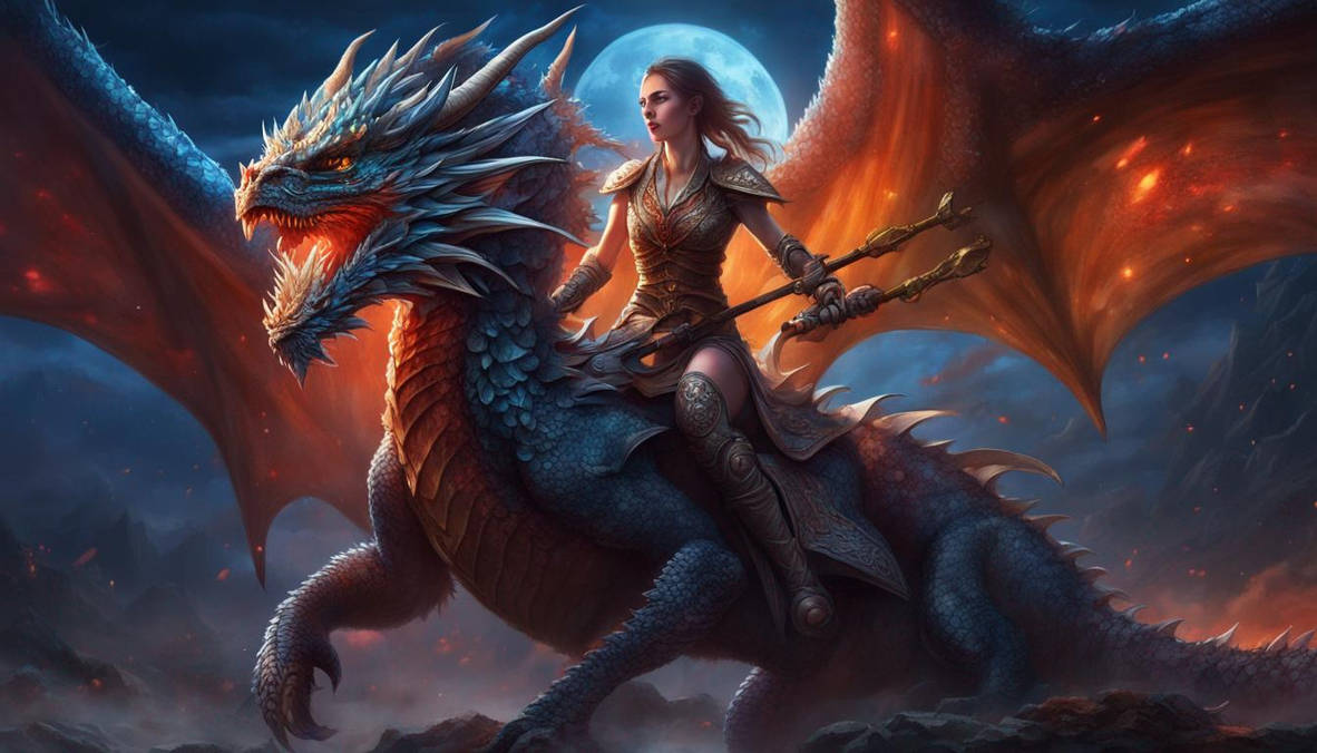 Heroic Dragon Rider Moonlight Dragon Rider by MariposaLabs on DeviantArt