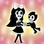 Sarah and Bendy (art trade with X-Harmonie-x44)